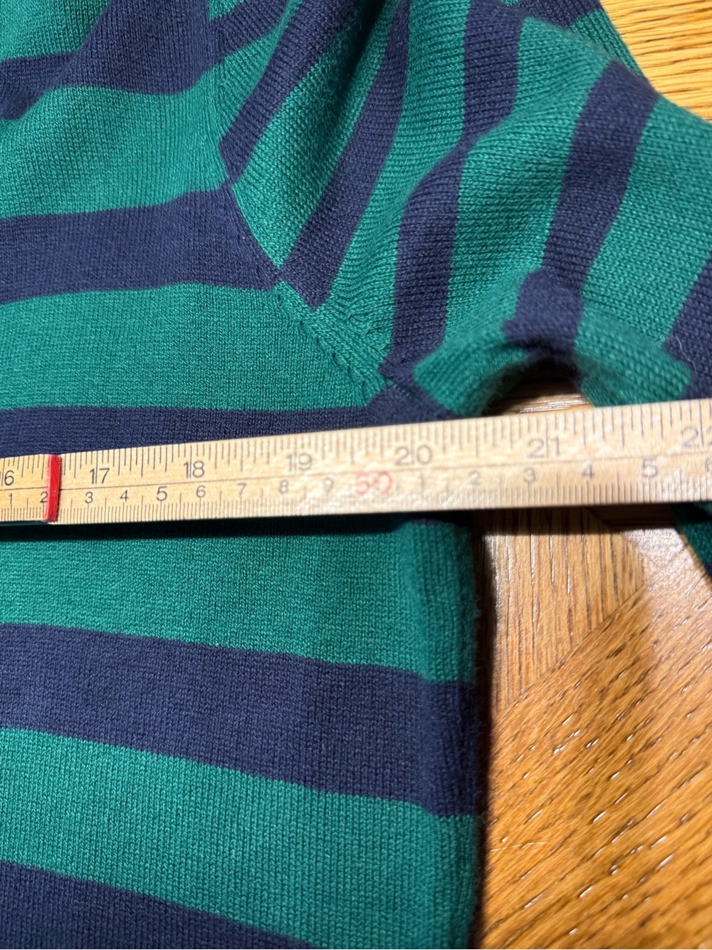 L.L.Bean Women’s Cotton Cashmere Striped Turtleneck Sweater Green Navy M Preppy - Picture 6 of 10